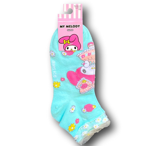 3/$20 My Melody Floral Mesh Funny Novelty Ankle Socks - NWT